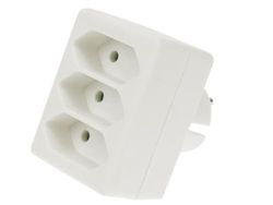 Perel Folha multiplicada, 3 chapas de euros, tomada de terra francesa (tipo E), polipropileno, interior, uso branco