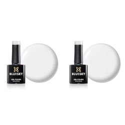 Bluesky Gel Nail Polish, Studio White 80526, French, French Manicure, Light,White Long Lasting, Chip Resistant, 10 ml (Requires Drying Under UV LED Lamp) (Pack of 2)