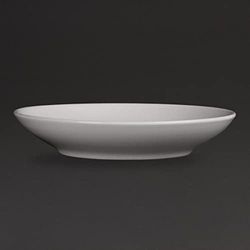 Olympia Whiteware Assiettes creuses blanches 260 mm (lot de 6), porcelaine blanche, ensemble assiettes à pâtes, résistant au four, au micro-ondes, au lave-vaisselle et au congélateur, CM187