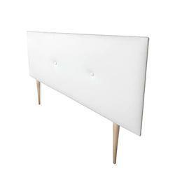 Mattfy Tête de lit Premium rembourrée modèle Malta | Revêtement en Similicuir Haut de Gamme, Bois Cuir synthétique, Blanc, 90 x 60 cm Con Patas (Cama 80)