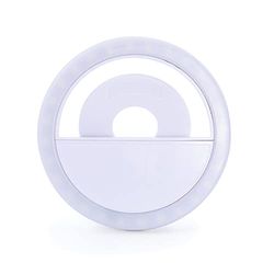 APM 572013 - Mini Ring Light pour Smartphone - Anneau Lumineux avec 20 LED - Lumière Photo Charge Micro-USB - Selfie Ring Light sous Forme de Pince - Batterie 60 MAH - Léger - Blanc