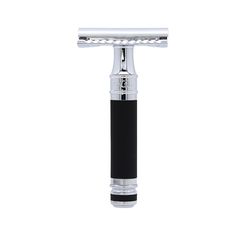 Edwin Jagger DES86RCBLAMZ Short Handled Classic Double Edge Manual Eco-Friendly and Reusable Safety Razor for Men and Women for Shaving cream or Soap Fits All DE Razor Blades (Black Rubber Coated)