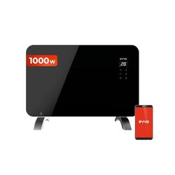 EVVO Convector C Glas Wifi radiator, 1000 W, touchscreen, afstandsbediening, timer, standaard (1000 W, zwart)