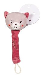 GIPSY TOYS – PELUCHE ACCROCHE-TETINE CHAT – GAMME « BAMBOO » - 13 CM S/CARTE – ROSE ET GRIS– 1ER AGE