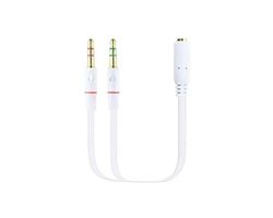 Watio Wave Audio-adapterkabel, 20 cm, 3,5 jack naar twee 3,5 stekkers, wit, ideaal voor meerdere verbindingen