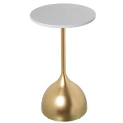 MESA AUXILIAR MÁRMOL BLANCO C/PATAS METAL DORADO_°35X60CM