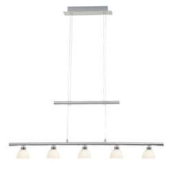 BRILLIANT Candeeiro Tonja LED, candeeiro de suspensão 5 luzes cromadas/brancas | 5 x 5 W LED integrado (COB), (285lm, 3000 K) | Escala A ++ a E | Altura regulável por contrapeso