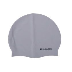Endless EL1019 Classic Comfortable Plain Silicon Swimming Cap | Silver | Material : Silicon | Elastic Waterproof Swimming Cap for Long and Short Hair with Thicker Edge | for Adults, Women and Men