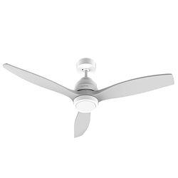 Cecotec Ventilateur de Plafond EnergySilence Aero 5200 White Design Télécommande et Minuterie, 40W, Diamètre de 132 cm, Moteur DC, Lumière LED, 6 Vitesses, Fonction Hiver, Blanc/Pales Grises