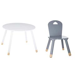 ATMOSPHERA CREATEUR D'INTERIEUR Mesa Blanca%22dulzura%22 & Silla Infantil%22Douceur%22, Gris