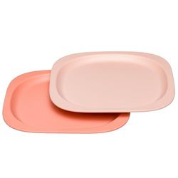 nip Green ekologisk baby- och barntallriks-set, diskmaskinssäkra barnselar, extra platt och perfekt för tilläggsstart, BPA-fri, utan melamin, hållbar, orange