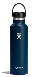 HYDRO FLASK - Waterfles van 621 ml - Vacuüm Geïsoleerde Roestvrij Stalen Drinkfles met Lekvrije Flex Cap - Dubbelwandige Herbruikbare Fles met Poedercoating - BPA-vrij - Standaard Opening - Indigo