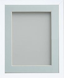 Frame Company Jellybean Range White Wooden 12x12 inch Picture Photo Frame with Light Blue Mount for Image 10x10 inch * Choice of Colours & Sizes* Fitted with Perspex