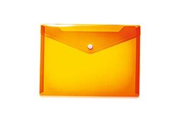 HERMA 20057 Document Wallet A5 Transparent Orange, Small Transparent Pockets Envelope with Press Stud Fastening, Plastic Envelope for School, University, Office, Travel