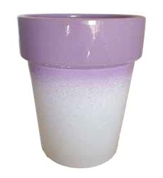 Ceramiche Angela Rinaldi - Vaso per piante Argento in Ceramica di Vietri dipinto a mano H cm 15 diametro cm 13 Fioriera Terracotta Maiolica (altezza cm. 15, diametro cm, 13, lilla e bianco)
