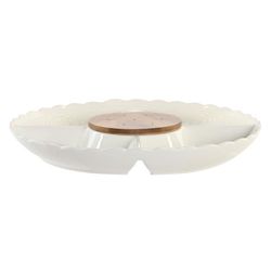 BANDEJA PORCELANA BAMBU 25,5X25,5X3 BLANCO