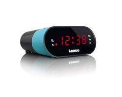 Lenco CR-07 Azul - Radio Despertador FM - Radio Despertador - 2 Horarios de Alarma - Doble Alarma - Temporizador de Apagado - Posponer - Pantalla LED - Sintonizador FM PLL - Azul