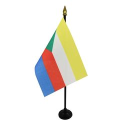 AZ FLAG Bandera de Mesa de COMORAS 15x10cm - BANDERINA de DESPACHO COMORENSE 10 x 15 cm Punta Dorada