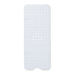 Relaxdays Bath Mat, Shower, Extra Large Tub Insert, Suction Cups, Massage Effect, Anti-Slip, HxW: 100 x 40 cm, White