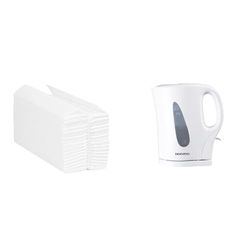 Blake & White PS1022 Purely Smile C-Fold Hand Towel White | 2 Ply | Case of 2400 Towels White & Daewoo Essentials, Plastic Kettle, White, 1.7 litre Capacity, Fill 7 Cups, Family Size