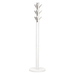 Umbra Flapper cabide com 9 ganchos rebatíveis, madeira de borracha, branco