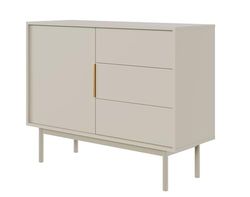 Selsey Commode À 3 Tiroirs 1 Porte Meuble De Rangement sur Pieds Push to Open Soft Close 104 cm Beige Gris Viviaro