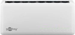 Goobay 64564 8-poorts Gigabit Ethernet netwerkswitch / Ethernet LAN-switch met max. 1000 Mbit/s / ventilatorloos design / Plug & Play Ethernet-switch / geoptimaliseerde gegevensverdeler