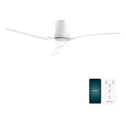 Cecotec Plafondventilator EnergySilence Aero 5500 Aqua White&White Connected, DC-motor 40W, Diameter 132 cm, Laag verbruik, Wifi, Afstandsbediening, Buiten, Timer, Zomer en winter modus, Stil