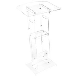 VEVOR Soporte de Podio de Acrílico Altura de 109 cm Atril de Pie Portátil con Asas, Superficie de Lectura 60 x 75 cm, Estante de Almacenamiento para Aulas, Bodas, Conferencias, Discursos, Conciertos