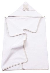 Filet - P1509T Sortie de Bain en Éponge de Coton, 60 x 100 cm, Idéal pour Bébé de 6 à 12 Mois, avec Bande en Toile Aïda à Broder, Blanc et Taupe