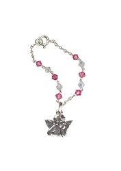 Wiedemann Christening Bracelet Swarovski Pearls and Raphael Angel Wax Pink 5 x 1 cm
