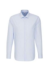 Seidensticker Zakelijk overhemd voor heren, getailleerde pasvorm, strijkvrij, smal overhemd met kent-kraag, lange mouwen, 100% katoen
