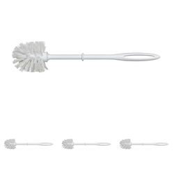 WENKO Brosse de Rechange avec Manche en Plastique Blanc, Set de 3 - Porte-Brosse WC, Plastique, 8 x 37 x 8 cm, Blanc (Lot de 4)