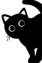 Notebook NO Lines 6x9 60 Sheets 120 pages paperback No Lines Blank Page Cream color paper (White): Black Cat So Cute