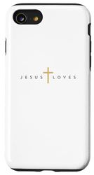 Jesus Loves Cross Gold Thin Christian Jesus White 33andme Case for iPhone SE (2020) / 7 / 8