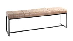 HAKU Mobel Bench Brown, Black, Genuine Leather, Metal - Size: W 150 cm X H 48 cm X D 38 cm, Style: Industrial
