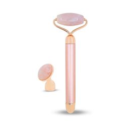 Elektrische rozenkwarts-massagestaaf, roller van 100% natuurlijk rozenkwarts, geïntegreerd trilsysteem voor meer efficiëntie, anti-aging, stimuleert de doorbloeding, zon & Sia