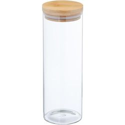 DRW Bote de Cocina de Cristal y Madera Natural de 1650ml 10x10x30 cm