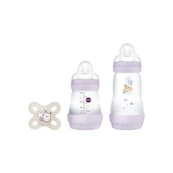 MAM Newborn startset G124, set med 2 flaskor MAM Easy Start antikolikmedel 130 ml och 260 ml med napp MAM start 0-2 månader, rosa