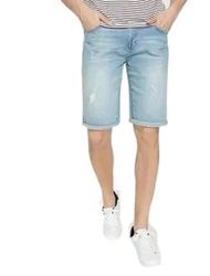 Koton Oversized denim shorts voor heren, geribbeld, zakken, detail, Light Indigo (600), 29