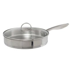 Five - Sauteuse en INOX Haute qualité avec Couvercle en Verre D 28 cm Tous Feux y Compris Induction