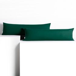 DecoKing 2 federe 20 x 145 cm Jersey 100% in 100% Jersey di Cotone Pettinato pettinato chiusura lampo verde bottiglia ambra