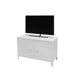 Urban Living Industriële witte tv-kast van metaal, 2 deuren, 100 x 40 x 53 cm