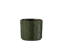 J-Line Ceramic Square Green Medium Jar, Earthenware, M