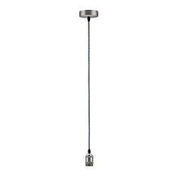 Paulmann 50322 Candeeiro suspenso vintage, casquilho E27 e cabo de tecido, candeeiro de teto retro cinzento/níquel, com tampa, escovado, sem fonte de luz, suporte para lâmpadas
