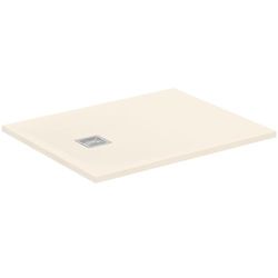 Ideal Standard - Ultra Flat S+, Piatto doccia rettangolare ultrasottile in resina effetto pietra, 100x80cm, Ideal Solid, Scarico lato corto, Sabbia