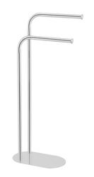 Wenko Porta Asciugamani MOD. Levante Elegante autoportante per Bagno con Appendiabiti in Acciaio Inox Lucido 30x79x17 cm Argento Brillante