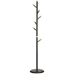 HOMCOM Coat Rack, Freestanding Coat Stand with 6 Hooks and Bamboo Frame for Entryway, Hallway, Bedroom, Living Room, Walnut