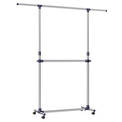 SONGMICS LLR41L Suporte com barra ajustável para pendurar roupas e acessórios, cor azul, até 25 kg