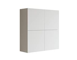 Mama Store Armario Colgante Doble con 4 Puertas y Sistema de Apertura para Empujar ADN Pull, Madera, Lacado Blanco Brillante, Cm
